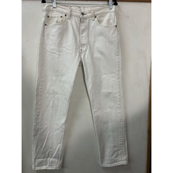 1994 Vintage Levi's 501xx‎ White Denim Button Fly Made USA W34X30 (32X28) Clean - Picture 1 of 15
